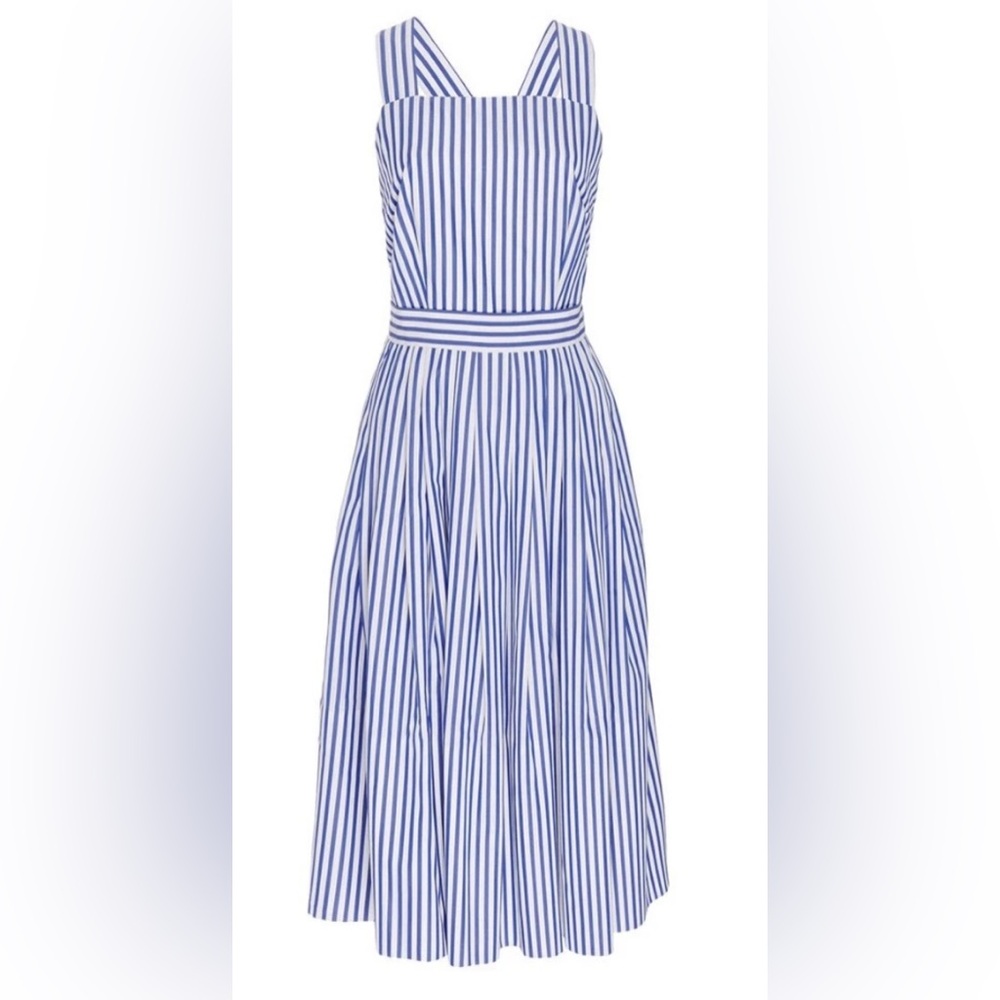 Mark D Sikes Blue White Striped Cross Back Dress Sz 0